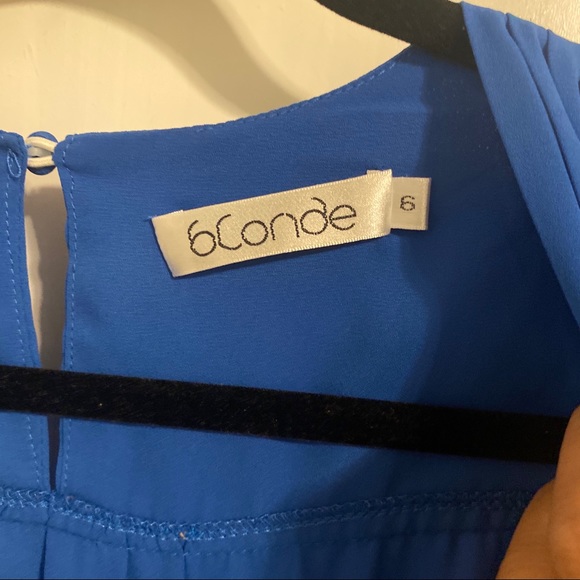 Blue long sleeve deep plunge romper - Picture 6 of 7